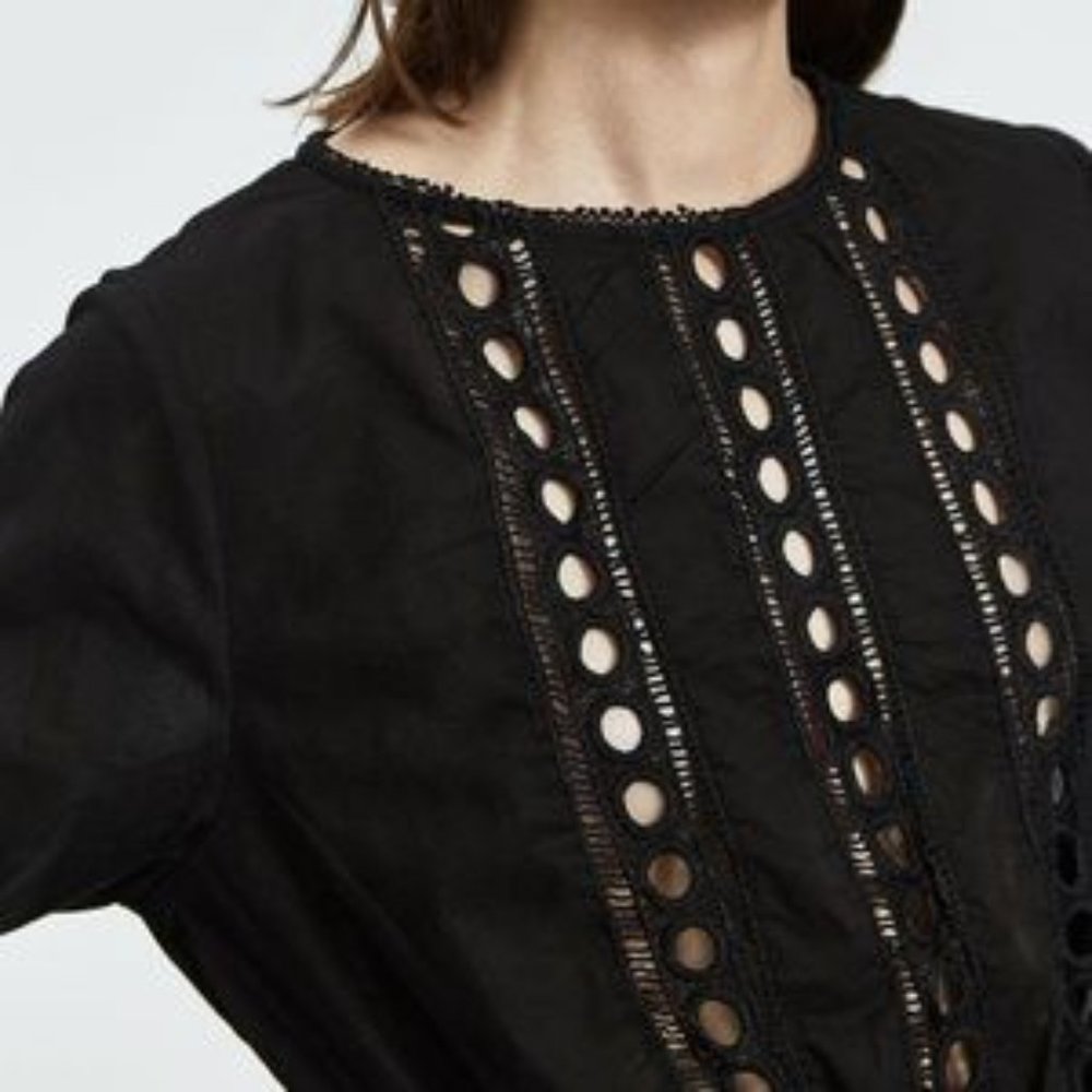 NWT Farrow Cotton Smocked Eyelet Top - Picture 2 of 4